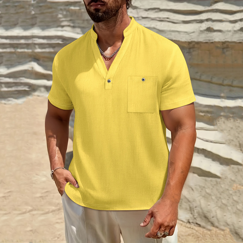 Linen Shirt Breathable - Camisa Henley de Lino y Algodón
