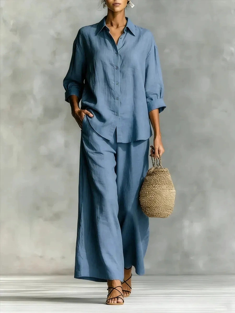 Linen Shirt Breathable - Conjunto Casual de Camisa de Manga