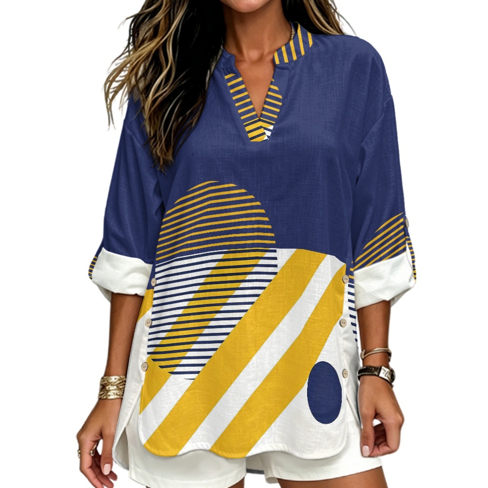 Linen Shirt Breathable - INSTANTARTS Camisa de lino con cuello