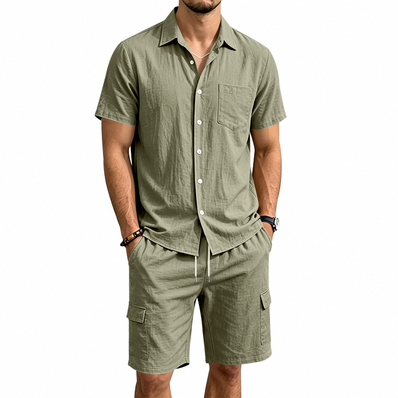 Linen Shirt Breathable - Conjunto de Dos Piezas de Lino