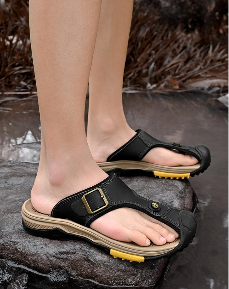 Sandalias de cuero genuino par - Flip Flop Leather Men reseña y precio