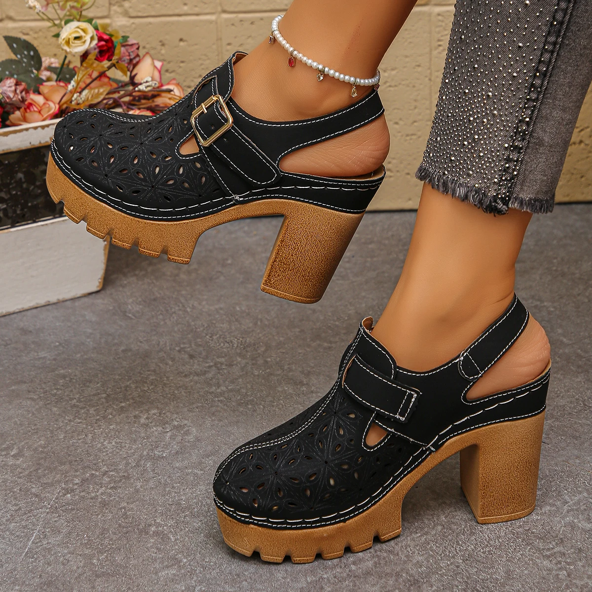 Sandalias de tacón grueso de t - Casual Sandal Leather reseña y precio