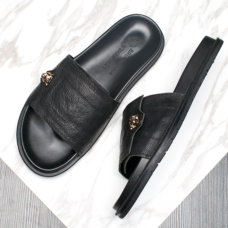 2025 nuevas zapatillas de cuer - Flip Flop Leather Men reseña y precio